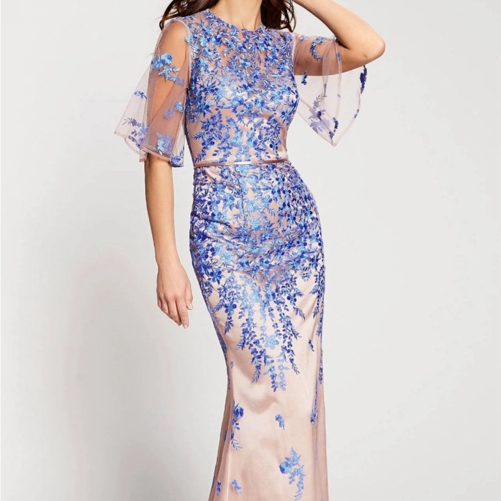 Js Collections Illusion Embroidered Capelet Gown - image 1